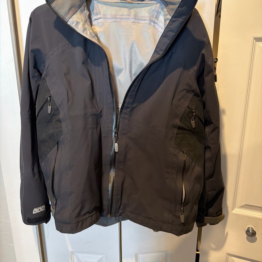 Salomon Black and Gray LAB Smart Skin hooded Waterproof Jacket Men’s XL